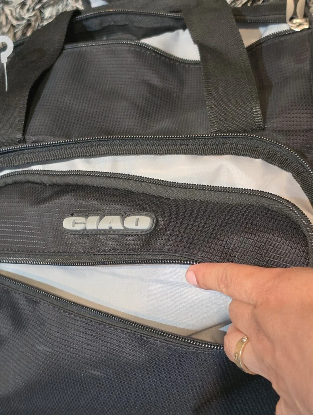 Black Rolling Travel Tote with Telescopic Handle